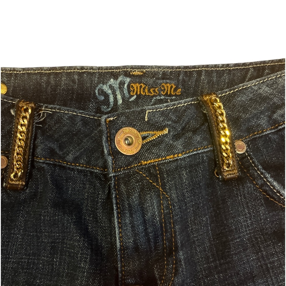 Miss Me Women's Boot Cut Jeans - Dark Blue with Gold Accents